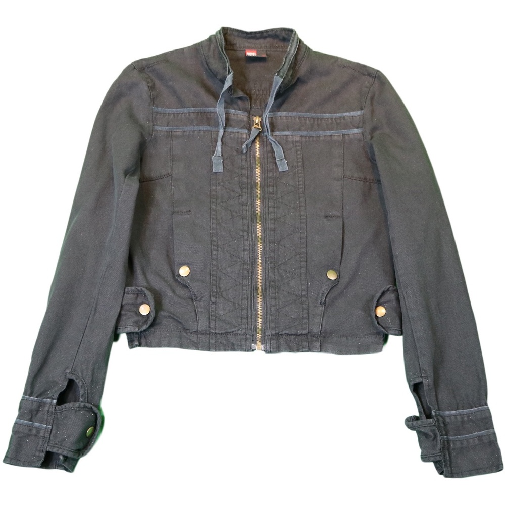*SOLD* DIESEL S Women Jacket Cropped Biker Jacket Black